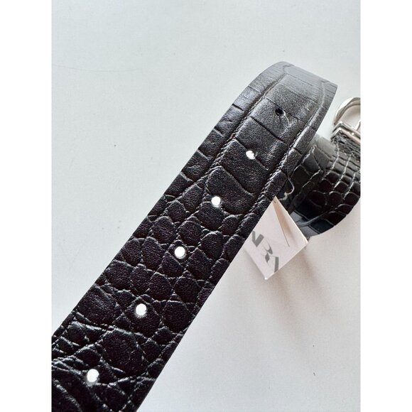 NWT ZARA Black Croc Embossed Leather Hip Belt, Size 85 - Picture 3 of 10